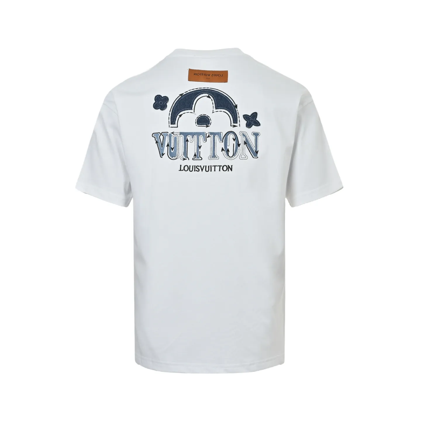 Louis Vuitton/Louis Vuitton 26ss denim patch presbyopic letter embroidered short sleeves